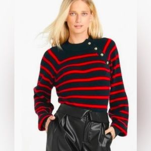 Red and Black Striped Pullover Sweater